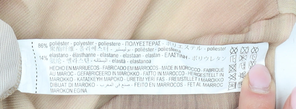 Zara Women's Beige Long Sleeve Bodysuit S