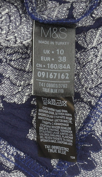 Womens UK Size 10 Marks and Spencer Blue Tunic Blouse