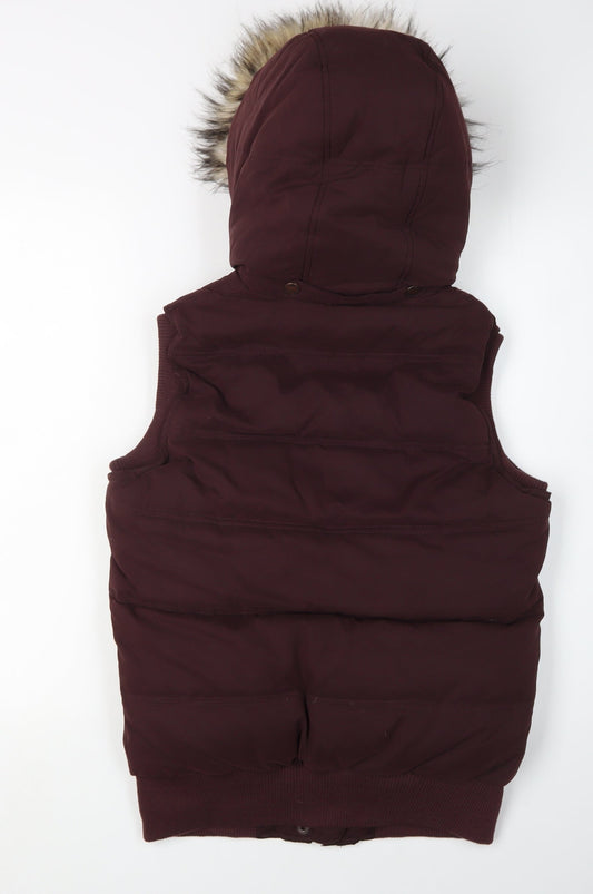 FatFace Women's Brown Puffer Waistcoat Size 8 Hooded