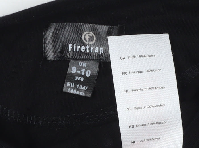 Firetrap Girls Black Cropped Logo T-Shirt 9-10 Years