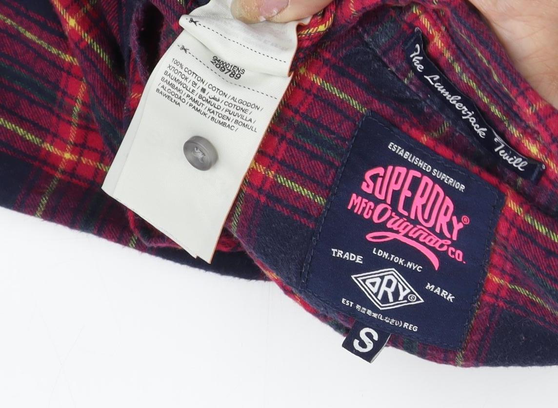 Womens UK Size S Superdry Red Basic Button-Up