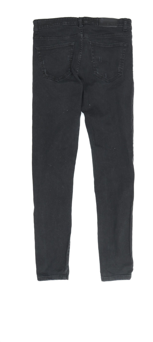 ZE ENZO Men's Black Skinny Distressed Jeans 32R