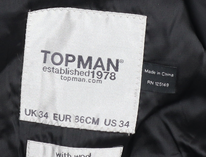 Mens UK Size 34 Topman Regular Black Suit Jacket