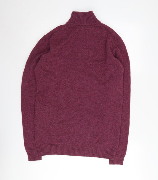 WoolOvers Men's Purple Wool Pullover S - High Neck Jumper