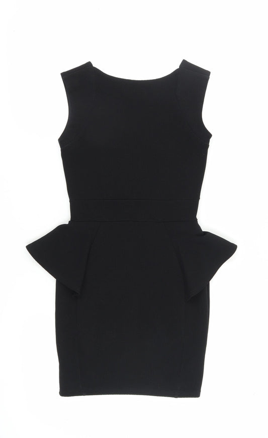 Lipsy Women's Black Peplum Dress, Size 6, Sleeveless, Party Ready
