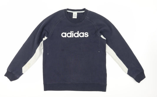 Additional front view of Adidas unisex blue s pullover sweatshirt