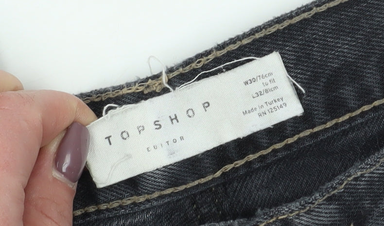 Topshop Women's Grey Straight-Leg Jeans L