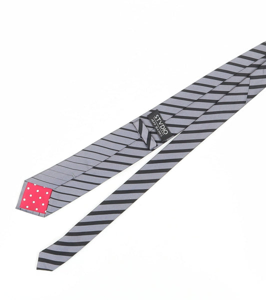 Jeff Banks Men's Silver Striped Designer Tie Silk