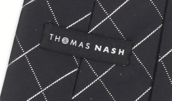 Thomas Nash Men's Black Silk Checked Designer Tie