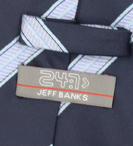 Mens Jeff Banks Blue Striped 100% Polyester Tie
