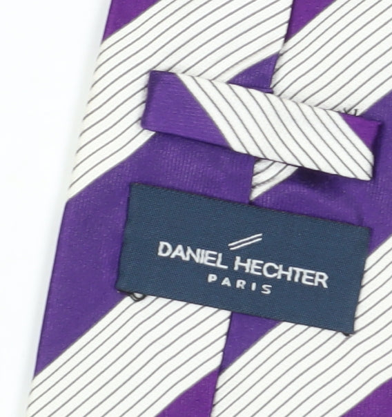 Mens Daniel Hechter Purple Striped 100% Silk Tie