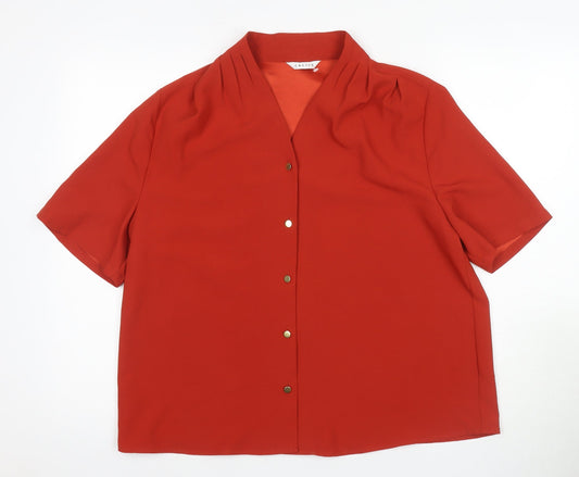 Womens UK Size 16 Eastex Red Basic Button-Up