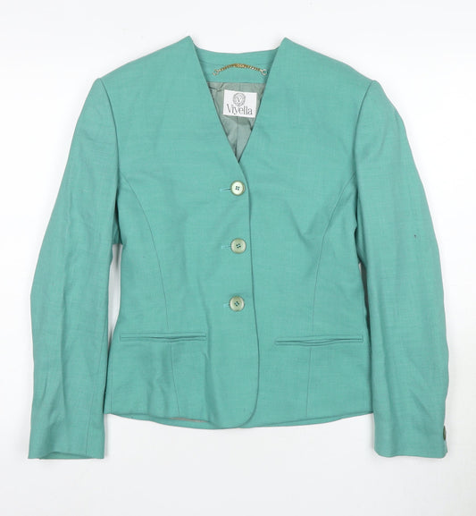 Womens UK Size 8 Viyella Regular Green Blazer