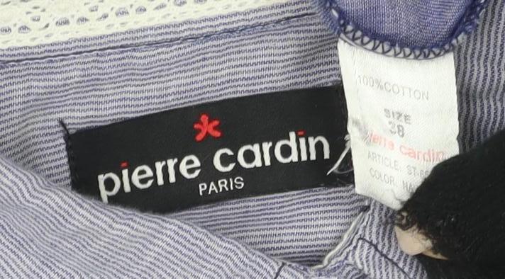 Mens UK Collar Size 38 Pierre Cardin Smart Blue Dress Shirt