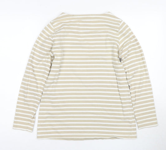 Laura Ashley Women's Beige Striped T-Shirt, Small, Petite