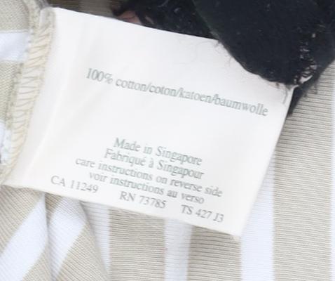 Laura Ashley Women's Beige Striped T-Shirt, Small, Petite