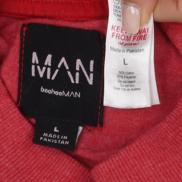 Mens UK Size L boohooMAN Red T-Shirt