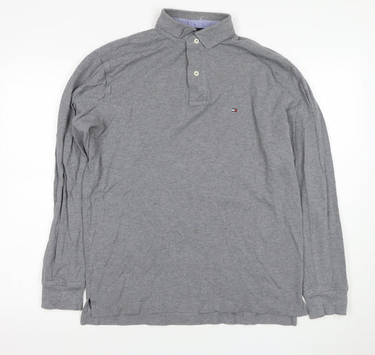 Tommy Hilfiger Men's Grey M Long Sleeve Polo