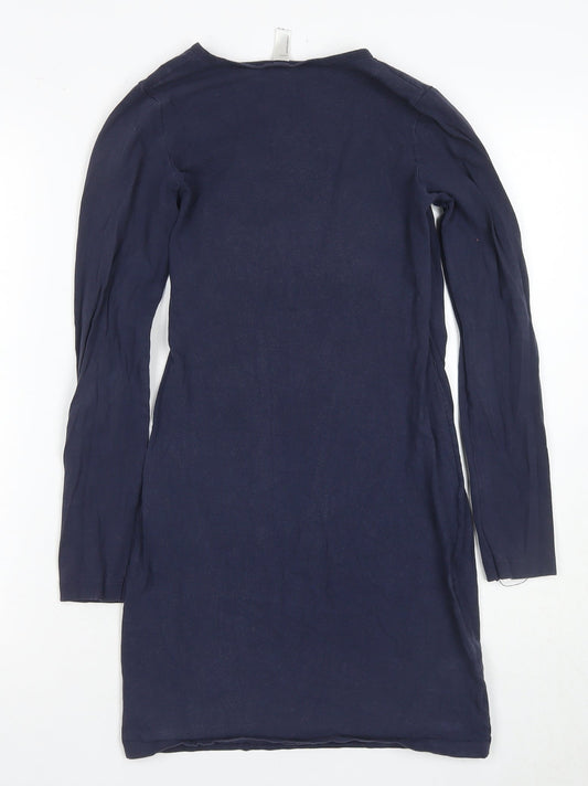 American Apparel Women's Blue Long Sleeve Sheath Dress