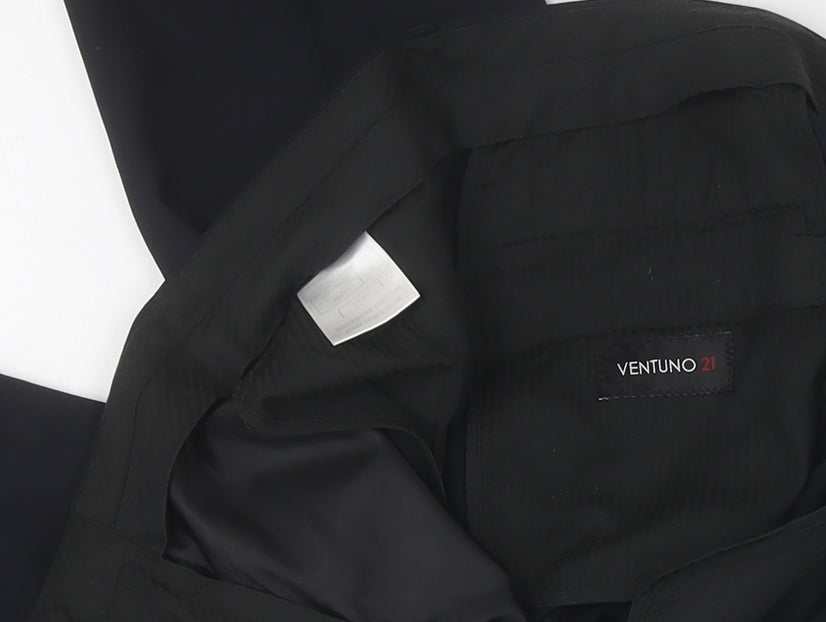 Mens UK Size Ventuno 21 Regular Fit Black Trousers