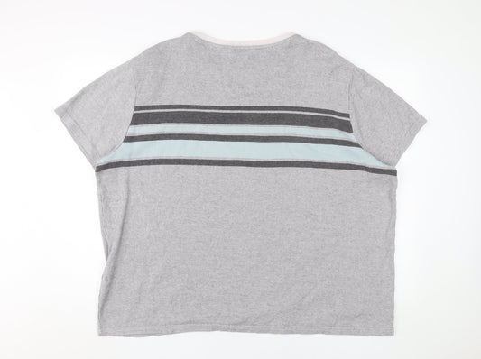 Marks and Spencer Men's 3XL Grey Striped T-Shirt