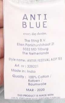 Anti-Blue Men's M Blue Cotton Graphic T-Shirt