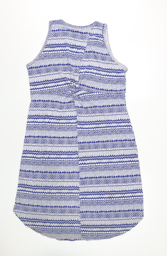 Banana Republic Women's Blue Geometric Tank Dress L