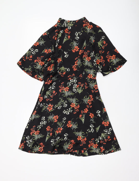 VERA & LUCY Women's Black Floral A-Line Dress, S