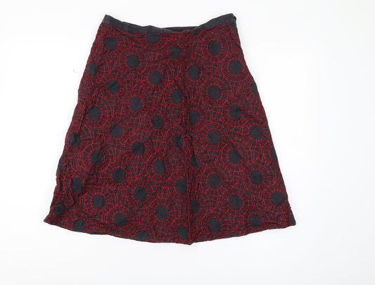 French Connection Women's Red & Black A-Line Skirt, Size 10