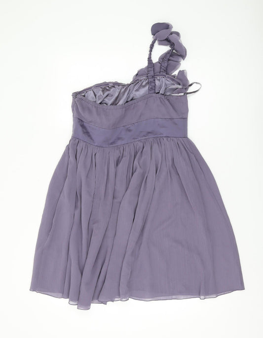 Lipsy Women's Purple A-Line One Shoulder Dress Size 10