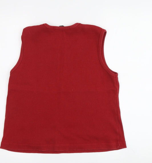Womens UK Size M Cotton Traders Red Basic Tank