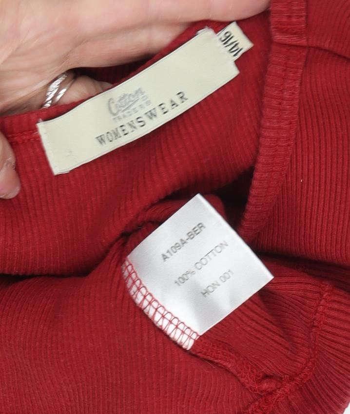 Womens UK Size M Cotton Traders Red Basic Tank