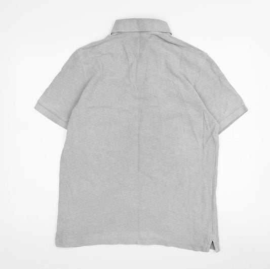 Marks & Spencer Men's Grey Polo, Medium, Short Sleeve