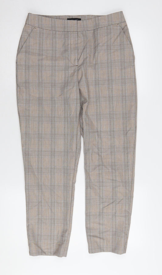 Additional front view of New Look Beige Check Chino Trousers -, size 10, Autumn Style