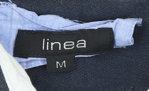 Linea Men's Blue Polo Shirt Medium Solid Cotton