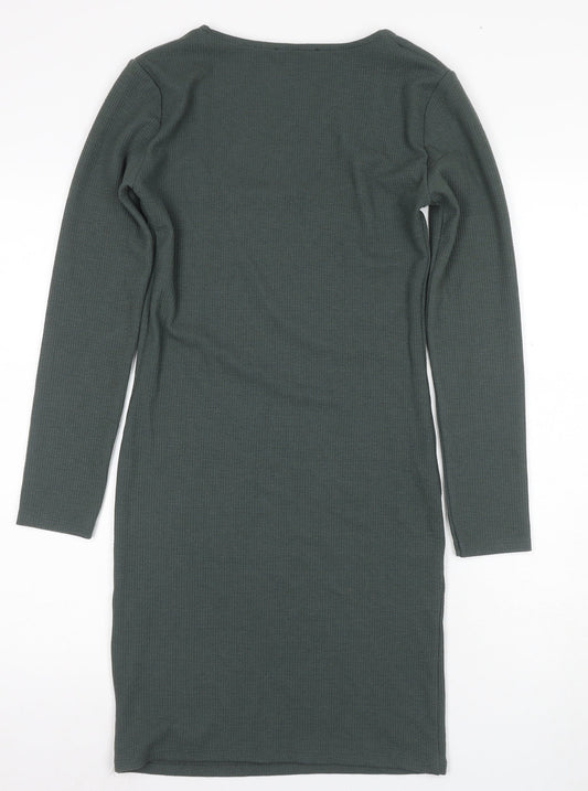 Zara Women's Green Bodycon Dress - Size L