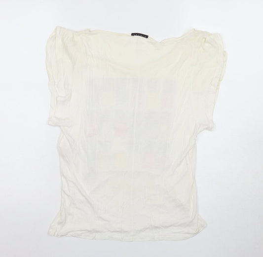 Womens UK Size M Sisley Ivory Basic T-Shirt