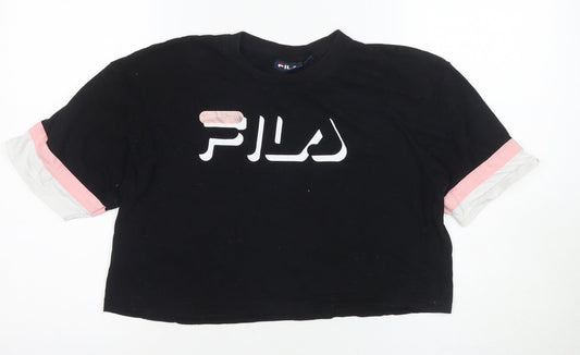 Womens UK Size S FILA Black Cropped T-Shirt