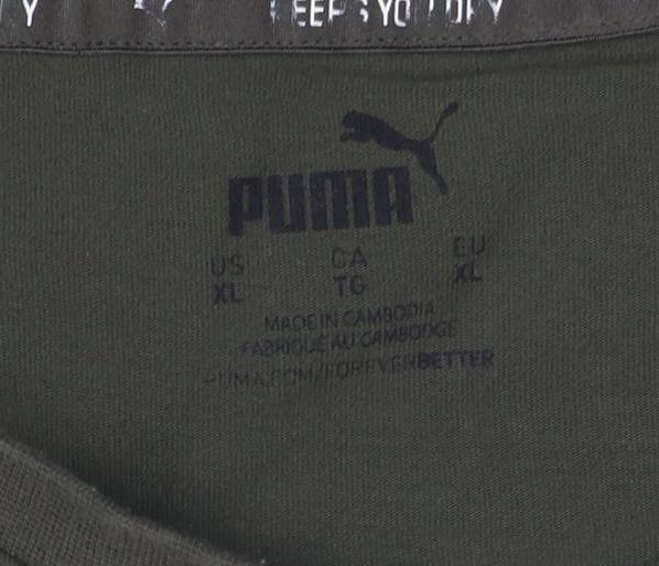 Puma Men's Green XL T-Shirt with Logo Accent