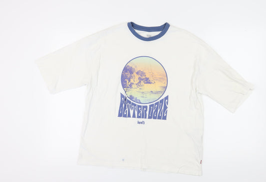 Unisex Adults UK Size XS Levi's White Ringer T-Shirt