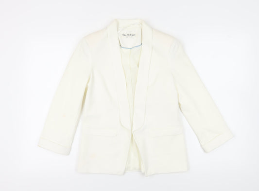 Additional front view of Miss Selfridge Women's White Tuxedo Blazer, size 10