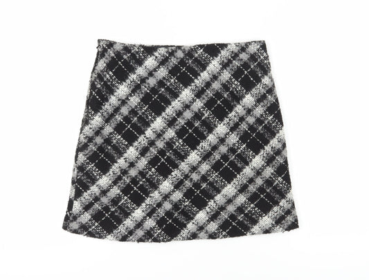 Marks and Spencer Women's Black A-Line Check Skirt Size 10