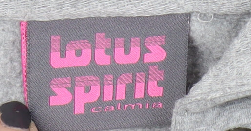 Lotus Spirit Women's Grey Hoodie, M, Full Zip, All Seasons