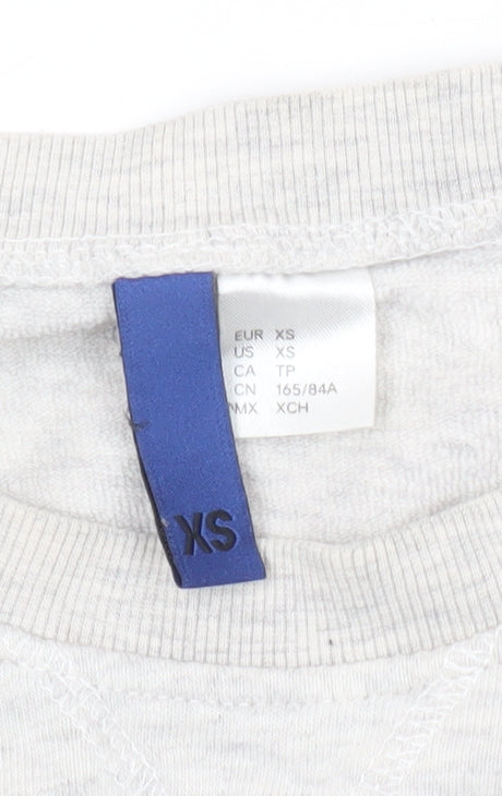 H&M Women's Grey XS Crew Neck Pullover Sweatshirt