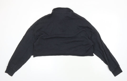 Womens UK Size M Topshop Black Cropped Polo