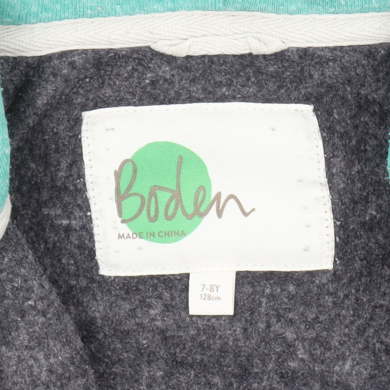 Boden Boys Grey Green Full Zip Hoodie 7-8 Years