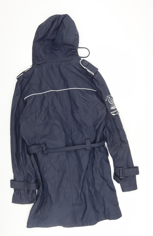 Womens UK Size 2 Geographical Norway Blue Trench Coat