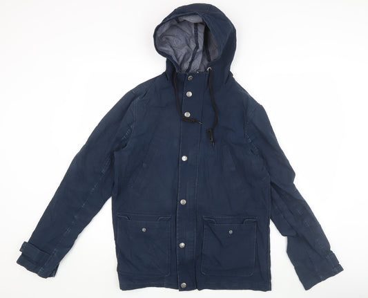 Additional front view of Threadbare unisex blue parka jacket s hooded casual