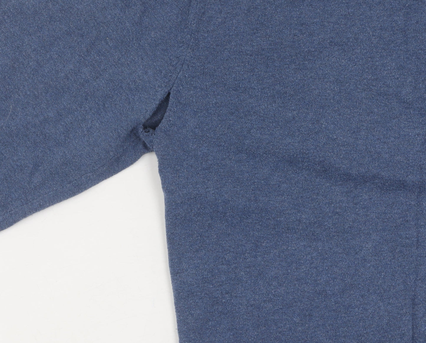 Marks and Spencer Men's Blue Striped Full Zip Jumper L