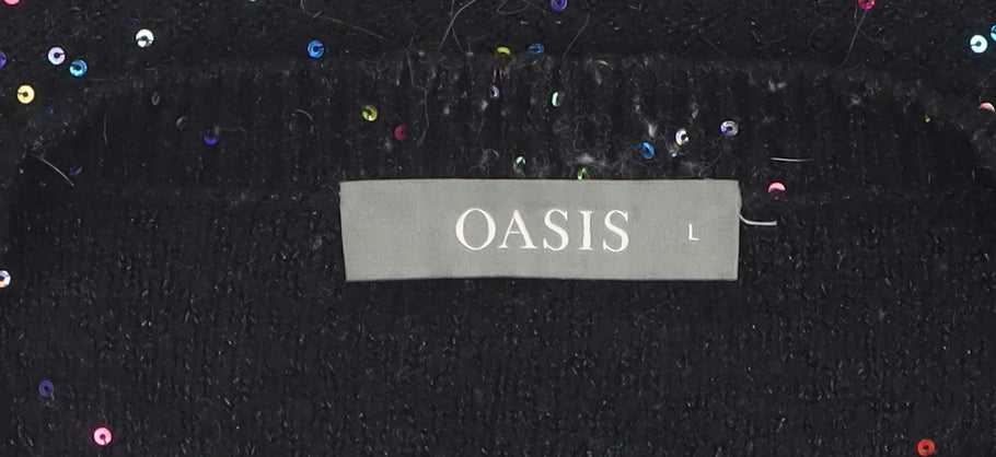 Womens UK Size L Oasis Black Pullover Jumper